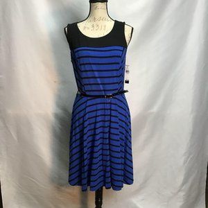 Striped Knit, Fit & Flare Dress